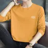 Camiseta Branca 100% Algodão Masculina Manga Longa Novo Estilo 2026 Roupa Íntima Marca Tendência Camisa Estampada Gola Redonda Camiseta Básica