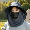 Sombrero de pescador para exteriores con protección solar integral, con protector de cuello y protector facial desmontables, sombrero de pesca para hombre con ala ancha