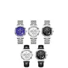 Reloj Marca Opk Tres Ojos Multifuncional de Negocios de Cuarzo Calendario Simple Correa de Acero Luminoso Impermeable Reloj para Hombre Reloj para Hombre