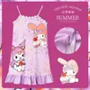Pijama de verano para niña vestido de tirantes camisón estilo princesa de dibujos animados vestido de casa para niñas medianas y grandes