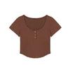 Camiseta Irregular Moda Femenina Tendencia 2026 Verano Nuevo Estilo Deseo Puro Chica Picante Cuello U Huesos de la Clavícula Expuestos Ajustada Sexy Manga Corta Top