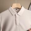 Camisa Polo Cor Sólida Masculina 2025 Verão Nova Manga Curta Masculina Business Casual Laps Camiseta Textura Sensação de Alto Nível