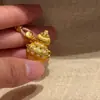 Pingente de Cabacinha Abridor-Fechador Banhado a Ouro 24K, Conserva a Cor, Escovado, Cravejado com Strass, Estilo Chinês Novo, Giratório, para Riqueza e Fortuna