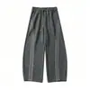 Calça casual texturizada com listras laterais, coleção de primavera, calça de moletom fluida, calça larga solta, marca trendy high-street, calça longa atlética de perna curva