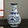 Jarrón Boca Pequeña Cerámica Celadón Insertado en Pared Porcelana Azul y Blanca Mini Hidropónico Adornos de Arreglo Floral de Pared Colgantes Pequeños Adornos Florales