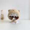 Gorro para Bebé de Una Pieza Otoño e Invierno Lindo Orejas de Gato Gorro Protector de Oídos para Recién Nacido Algodón Envuelta la Cara Gorro de Punto para Bebé