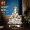 Buda da Longevidade totalmente folheado a ouro de uma aldeia de Xizang, Estátua de Buda Decorativa de Bronze Feita à Mão para Interior