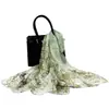 Bufanda Larga de Hiedra de Moda 50*160 Bufanda de Seda Versátil con Georgette Similar a la Seda para Mujer, Bufanda Fina de Seda