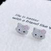 CHAOXIN Super Nuevos Micro-incrustados con Diamantes Zirconio Aretes de Gato Lindo para Mujer Aguja de Plata s925 Aretes Dulces Cool Distintivos