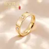 Anillo de circonia popular en línea, no se decolora, de oro de 18k, anillo de titanio de alta gama para parejas hombres y mujeres, anillo de diamante de moda