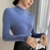 Ropa de primera línea suéter de cachemira de cuello alto para mujer a rayas adelgazante estilo coreano camiseta interior suéter de una pieza sin costuras suéter de lana cubierta