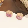 Pendientes de cristal de alta gama con gradiente verde azul fresco explosión de primavera nicho dulce únicos cuadrados para mujer