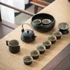 Juego de Té Chino Set para Sala de Estar en Casa Oficina Simple Cerámica Barro Negro Tetera Taza de Té Juego Pequeño Juego de Té Kung Fu
