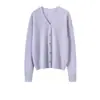 Suéter de Cachemira para Mujer 100% Cachemira Pura Otoño e Invierno 2025 Nuevo Cuello en V Chaqueta de Punto Cálida Suéter Negro Cárdigan Top