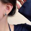 Pendientes de botón con forma de luna y estrella de circón para mujer, pendientes con diseño de nicho con micro incrustaciones de luna y estrella, exquisitos pendientes de corazón para niña dulce
