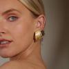 Aretes de Alas de Oro de 18K Transfronterizos Europeos y Americanos Moda OL Viento Maduro Irregular Geométrico Trapezoidal Rayado Pendientes Pendientes