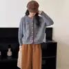 Nuevo Suéter Cardigan de Punto Bordado de Cuello Redondo Holgado con Jacquard de Botones Sencillos Estilo Japonés y Coreano para Otoño e Invierno Chaqueta para Mujer