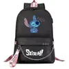 Comercio exterior nueva mochila de dibujos animados Stitch USB Estudiante joven mochila escolar para hombres y mujeres mochila casual de viaje