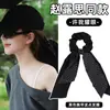 Elástico de Cabelo com Fita de Bolinhas Pretas Estilo Zhao Lusi para Mulheres, Corda de Cabelo de Alta Qualidade, Acessório de Cabelo Estilo Coreano para Rabo de Cavalo