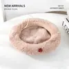 Boina de Lã Atacado Outono e Inverno Feminina Quente Grossa Versátil Cor Sólida Pelúcia Chapéu de Pintor Fábrica Personalizada