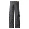 Suministro Especial Transfronterizo Retro Americano Pantalones de Trabajo de Múltiples Bolsillos Micro-Campana Unisex Pierna Recta Estilo Funcional Pantalones Largos de Mezclilla