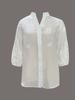 Camisa Blanca Bordada para Mujer Manga Siete Puntos Verano 2025 Nuevo Estilo Camisa Pequeña Para Ir al Trabajo Elegante Color Sólido Camisa Top