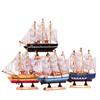 Velero de Madera Maciza Estilo Mediterráneo Regalo de Cumpleaños para Estudiante Decoración de Escritorio Modelo de Barco Navegación Suave