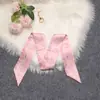 Bufanda Pequeña de Seda Estampada de Personajes de Anime para Mujer, Bufanda Larga Fina Versátil, Lazo para el Cabello, Bufanda de Cuello Doble Capa, Venta al por Mayor