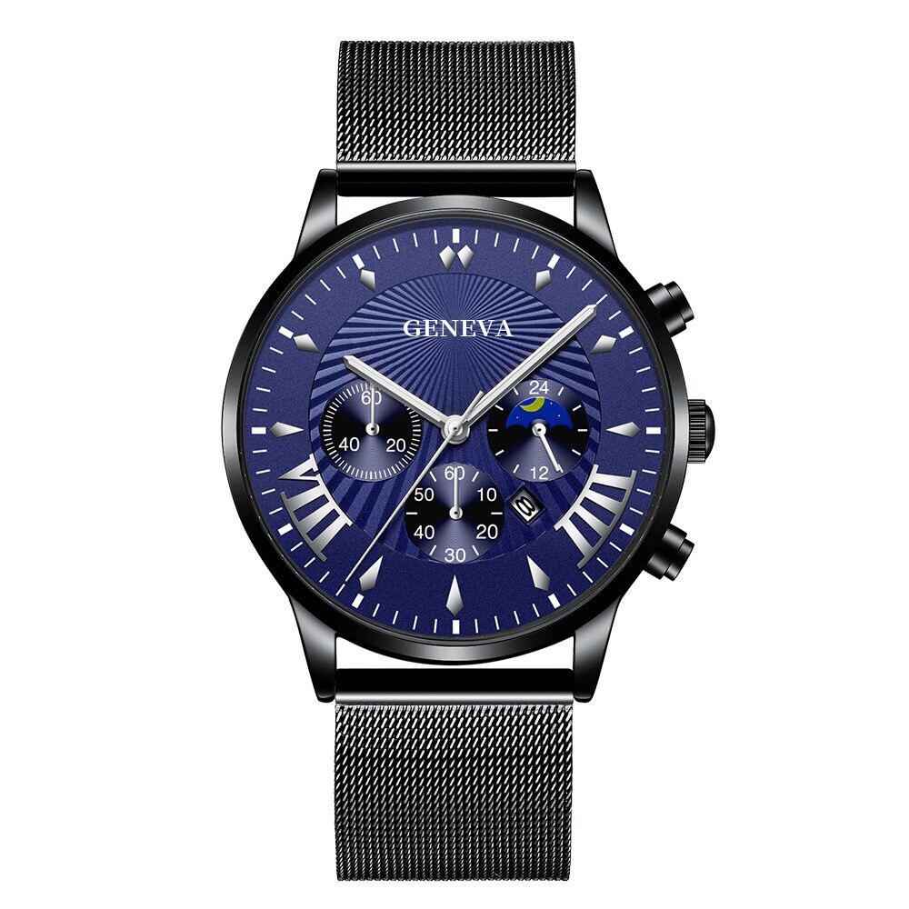 黑色网带黑壳蓝面银色刻度