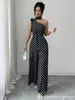 Mono de Verano Transfronterizo Europeo y Americano de Lunares 2026 con Tirantes Halter, Pantalones Largos de Pierna Ancha Adelgazantes