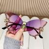 Nuevas Gafas de Sol de Moda Europeas y Americanas Personalizadas Sin Marco Forma de Mariposa con Diamantes Estilo Celebridad de Internet Tendencia