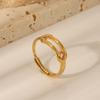 Yiwu Pequeños Productos Estilo Simple Joyería Personalizada de Moda Acero Inoxidable Chapado en Oro de 18K Anillo Nicho Joyería de Alta Gama