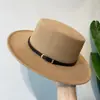 Sombrero de Lana Negro Estilo Jazz de Ala Ancha Retro para Hombre y Mujer con Cinturón Otoño e Invierno Lolita Estilo Británico Europeo y Americano