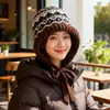 Gorro Fair Isle Tejido de Lana Estilo Coreano Otoño e Invierno Pasamontañas Bolsa Doble Propósito Calentador para Dedos del Pie