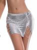 Amazon sexy falda línea A con diseño de cadena de pierna abierta estilo Chanel, falda corta de tubo con lentejuelas para baile, traje