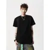 Camiseta Redonda de Manga Curta com Design Patchwork Desconstruído Tridimensional para Homens, Nova Tendência de Verão Marca Camisa Versátil de Meia Manga Vazada em Cor Sólida
