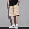 Shorts de Seda de Hielo para Hombre Verano Delgados Modernos de Marca Sueltos y Guapos Shorts Estampados Completos Pantalones Casuales Rectos Combinan con Todo