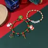 Set de Pulseras de Arcilla Suave Navideñas Europeas y Americanas Hechas a Mano con Cuentas Letras Papá Noel Copo de Nieve Pulsera de Cuentas de Arroz Venta al por Mayor
