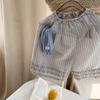 2026 Ropa Infantil Verano Niñas Estilo Coreano Verano Lino Algodón Pantalones de Nueve Puntos Lino Algodón Pierna Ancha Pantalones de Tres Cuartos Pantalones Antimosquitos 6269