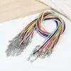 Collar de Cuerda de Hilo de Cera Coreano Colorido de 45 cm Accesorios para Joyería DIY Cuerda de Cuero Negro Broche de Langosta Cordón para Colgante de Cuerda de Cuero Encera