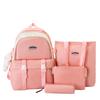 Mochila de cuatro piezas para mujer, nueva mochila simple de color contrastante para hombre, moderna de estilo coreano, ligera, de gran capacidad, mochila escolar para estudiantes