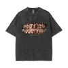 Camiseta Vintage Lavada com Estampa Facial do Rapper Central Cee para Homens e Mulheres Moda Hip-Hop Camiseta de Música Pop