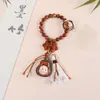 Colgante Estrella Curativa Linda de Madera Arcoíris Borla Tejida a Mano Llavero de Tuya Colgante Decoración para Bolso