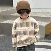 Moletom de Urso em Fleece para Meninos Outono Tardio Roupa de Inverno Camisa Base Estilosa Versátil Infantil Roupas para Bebês Meninos