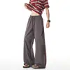Pantalones casuales a rayas de bloques de color estilo deportivo para hombre, delgados de verano, holgados, de pierna recta, pierna ancha, en blanco
