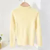 2026 Novo Suéter de Malha Base Camada Elástica Gola Meia Alta para Meninas Estilo Outono/Inverno para Crianças de Média a Mais Velhas Cor Sólida Costela Slim Fit