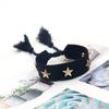 Pulsera de la amistad con remache de estrella de cinco puntas, cinta fluorescente, correa para la muñeca, borla de personalidad simple, cuerda de mano multicolor
