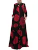 Camisas Estampadas de Algodão e Linho para Comércio Exterior Transfronteiriço, Roupas Femininas de Tamanho Grande, Vestidos de Manga Longa, Modelagem Solta, Elegantes, Adequados para o Trabalho