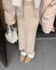 Falda de Punto de Lana Gruesa para Mujer Otoño e Invierno Nueva Falda Larga Elegante de Cadera de Un Paso de Cintura Alta