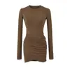 Vestido de Manga Larga con Temperamento para Mujer, Ropa Interior Adelgazante, Nuevo 2026 Primavera Otoño, Ajustado, Sexy, Ceñido a la Cadera, Mono Corto